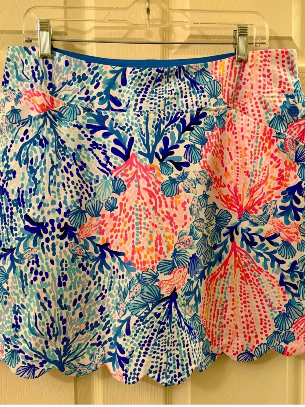 Lilly Pulitzer Coral & Aqua Scalloped Swim Skirt